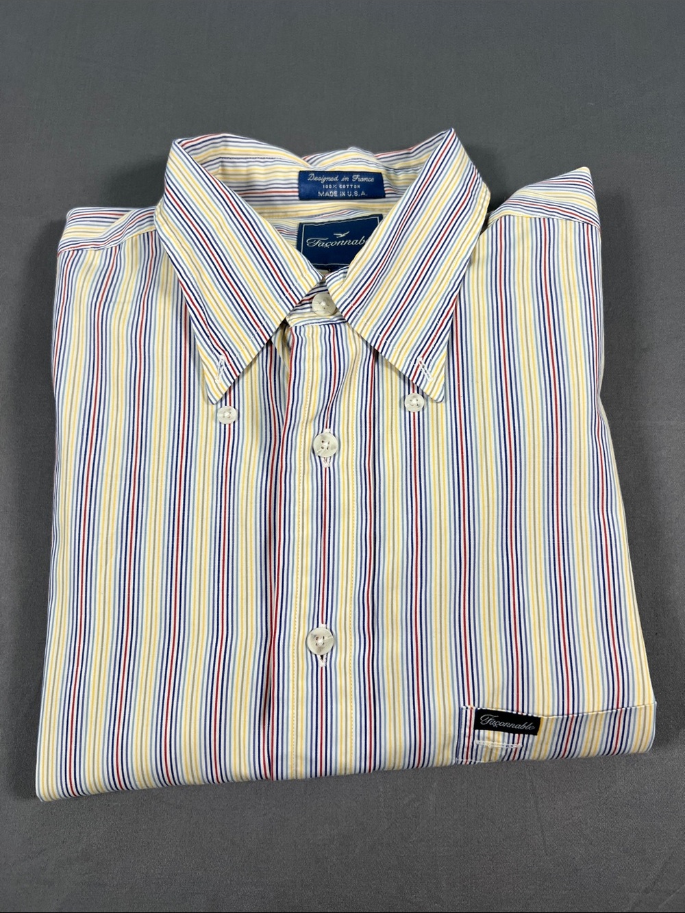 Faconnable Multicolor Vertical Stripe Dress Shirt - Blue & White